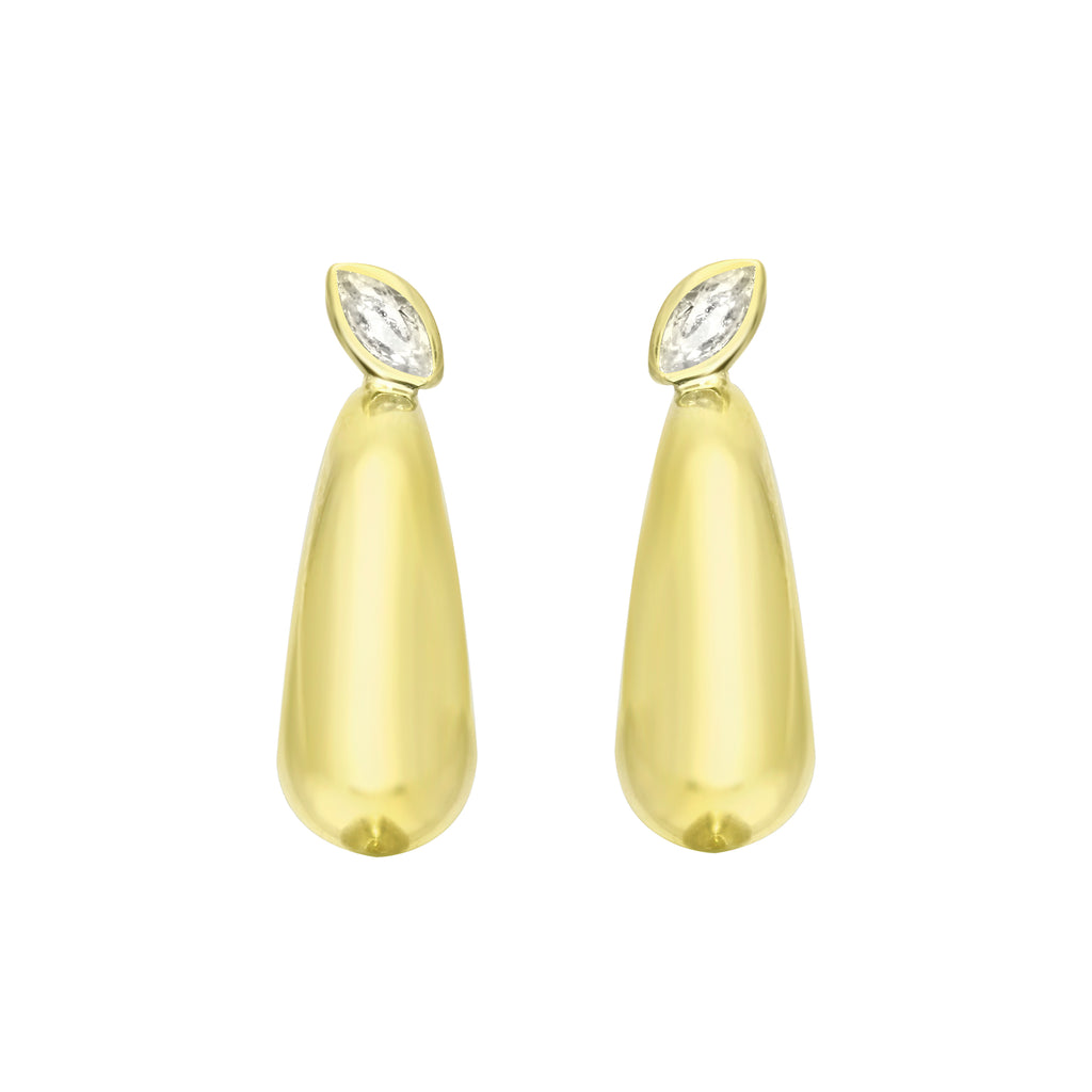 Marquise Gemstone Wide Hoop Earrings-Earrings-Ashley Schenkein Jewelry Design