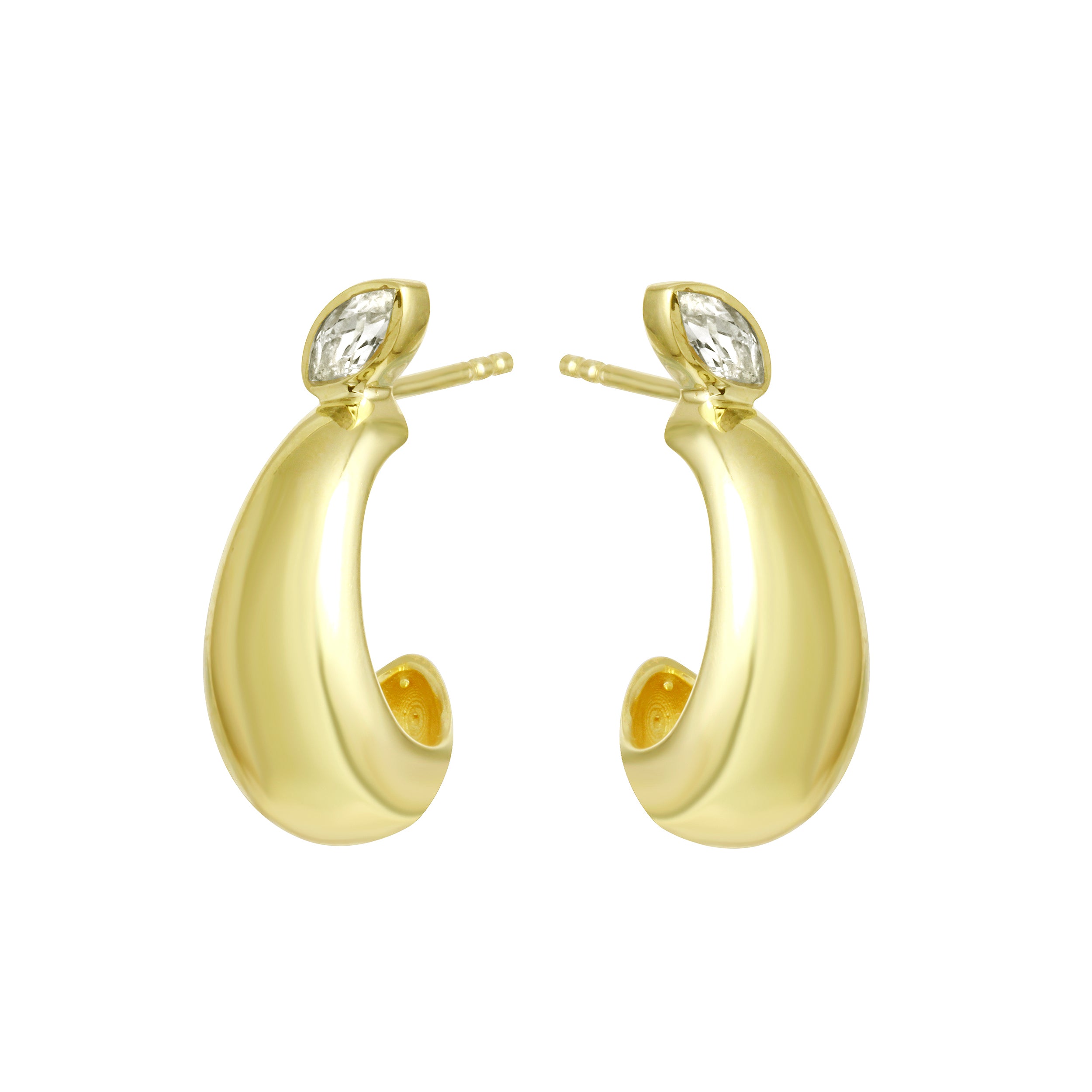 Marquise Gemstone Wide Hoop Earrings-Earrings-Ashley Schenkein Jewelry Design