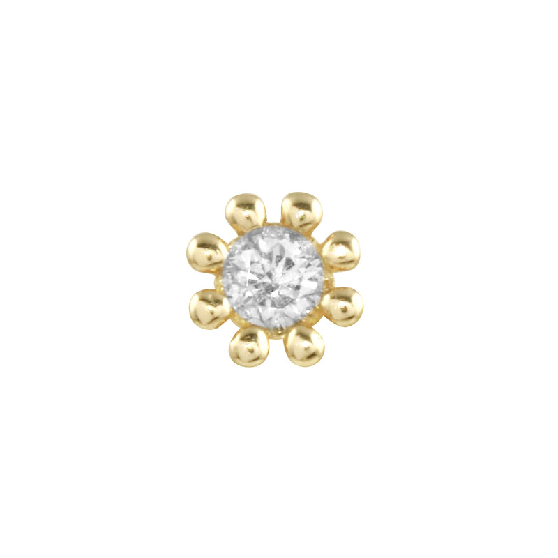 Diamond Daisy Single Stud Earring, 14K -Earrings-Ashley Schenkein Jewelry Design