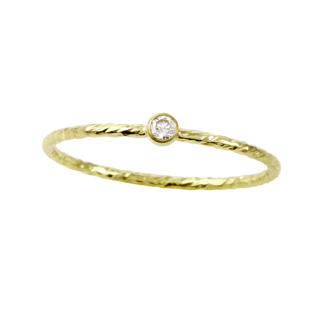 Gold-Filled Diamond Cut Band with a Bezel CZ-Rings-Ashley Schenkein Jewelry Design