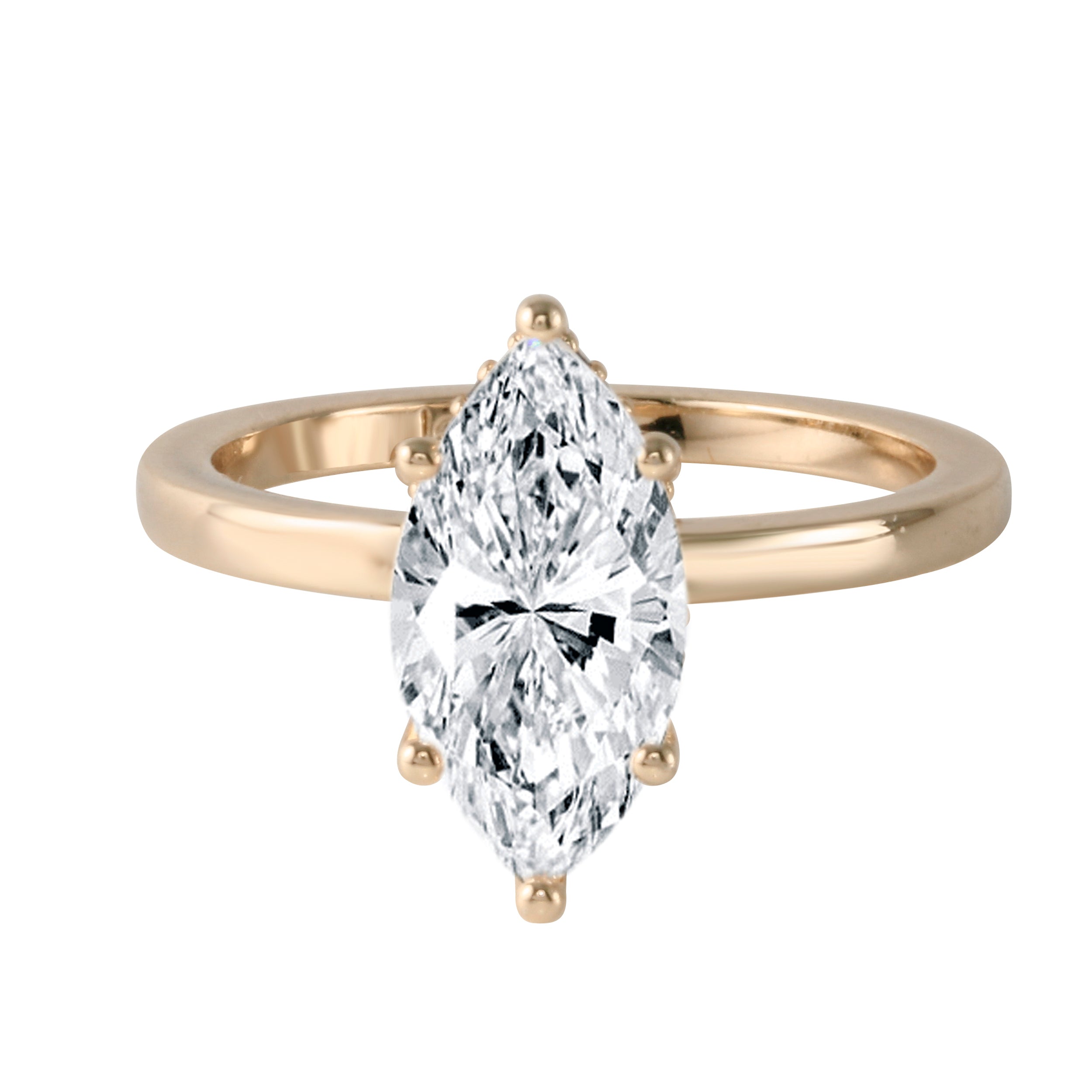 Marquise Diamond Prong-Set Hidden Halo Engagement Ring-Engagement Ring-Ashley Schenkein Jewelry Design