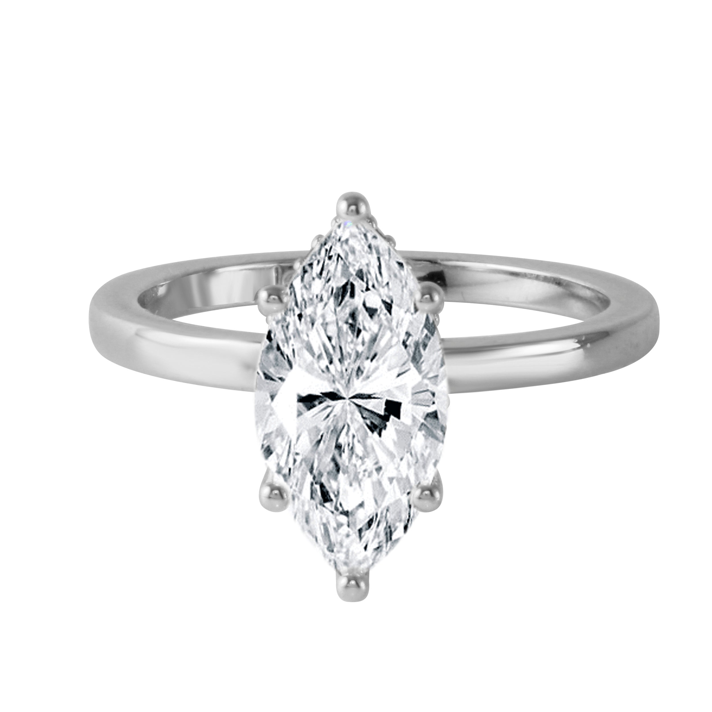 Marquise Diamond Prong-Set Hidden Halo Engagement Ring-Engagement Ring-Ashley Schenkein Jewelry Design