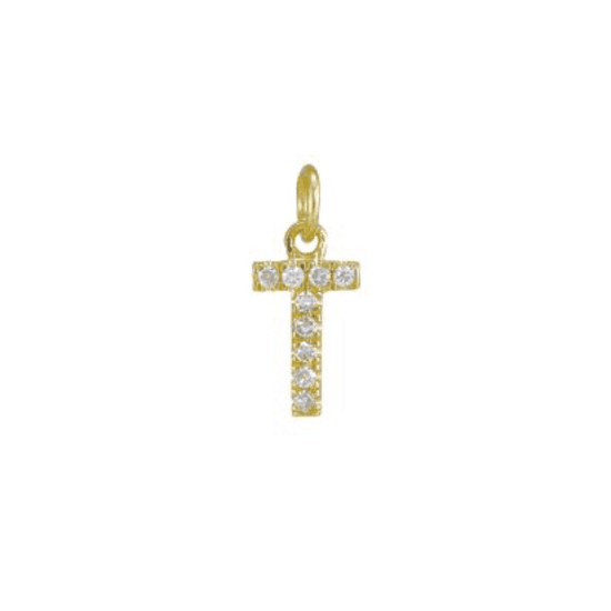 Diamond Initial Charm 14k Yellow Gold Necklace-Necklace-Ashley Schenkein Jewelry Design