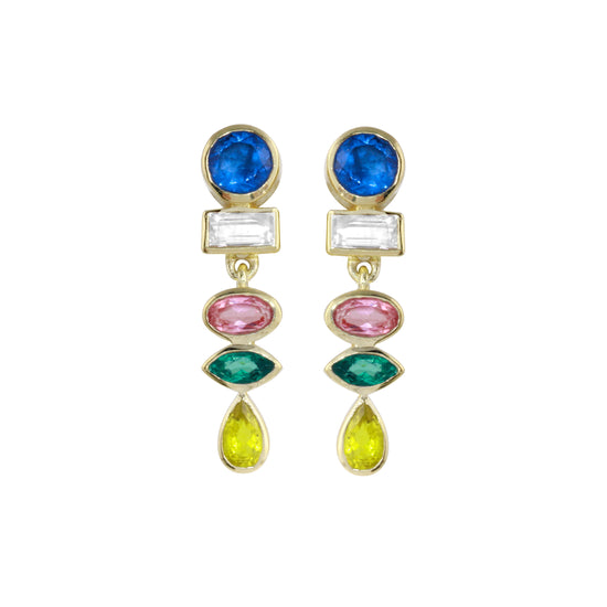 Multi Shape Gemstone Drop Stud Earrings-Earrings-Ashley Schenkein Jewelry Design