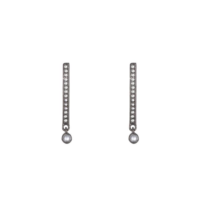 Brooklyn Diamond Bars with Moonstone Dangle Earrings-Earrings-Ashley Schenkein Jewelry Design
