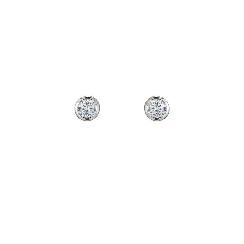 Melrose Bezel CZ Stud Earrings-Earrings-Ashley Schenkein Jewelry Design