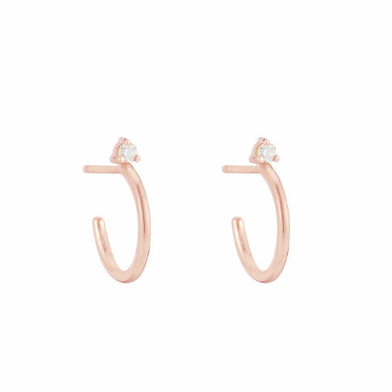 Solid Gold Diamond Stud Hoop Earrings, 14k-Earrings-Ashley Schenkein Jewelry Design