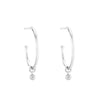 Solid Gold Dangling Diamond Hoop Earrings, 14ky-Earrings-Ashley Schenkein Jewelry Design