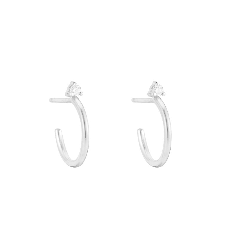 Solid Gold Diamond Stud Hoop Earrings, 14k-Earrings-Ashley Schenkein Jewelry Design