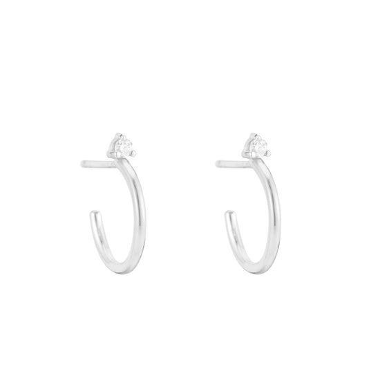 Solid Gold Diamond Stud Hoop Earrings, 14k-Earrings-Ashley Schenkein Jewelry Design