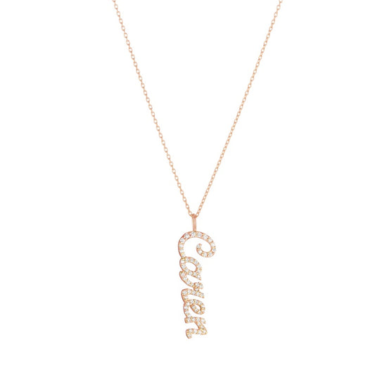 Diamond Pavé Personalized Script Letter Pendant Necklace-Necklaces-Ashley Schenkein Jewelry Design