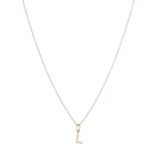 Diamond Initial Charm 14k Yellow Gold Necklace-Necklace-Ashley Schenkein Jewelry Design