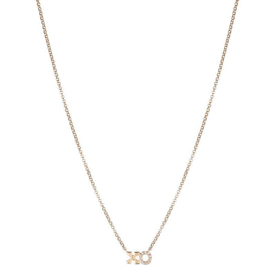Diamond Pavé XO Necklace, 14k-Necklace-Ashley Schenkein Jewelry Design