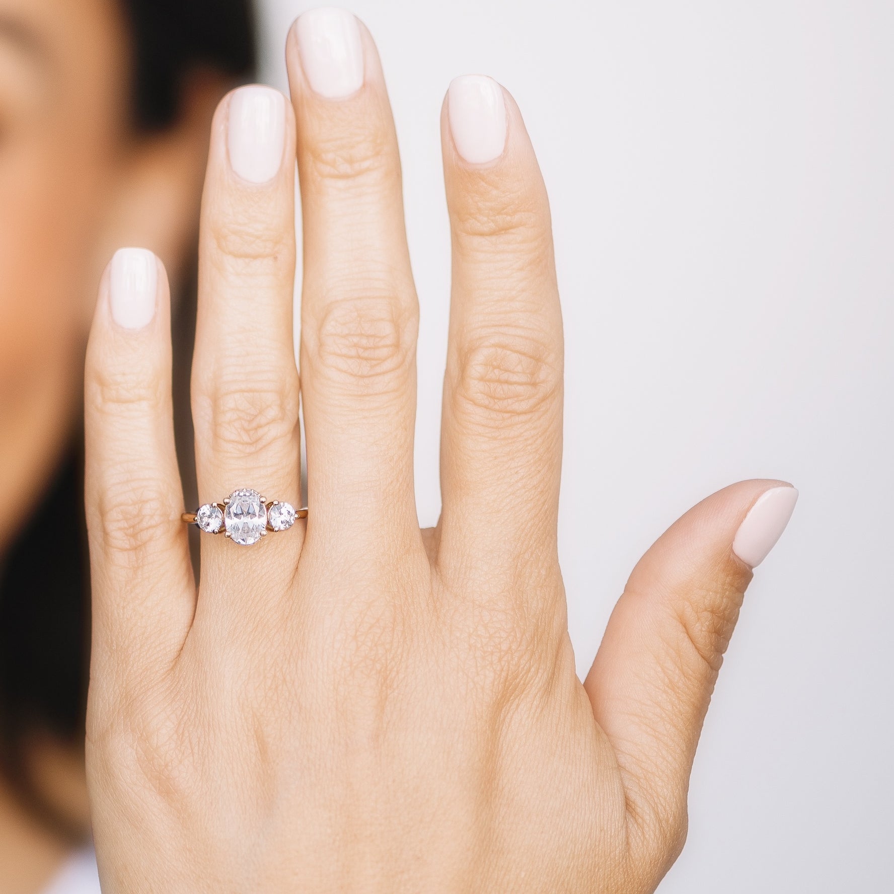 Trio Oval and Round Diamond Engagement Ring Setting-Engagement Ring-Ashley Schenkein Jewelry Design