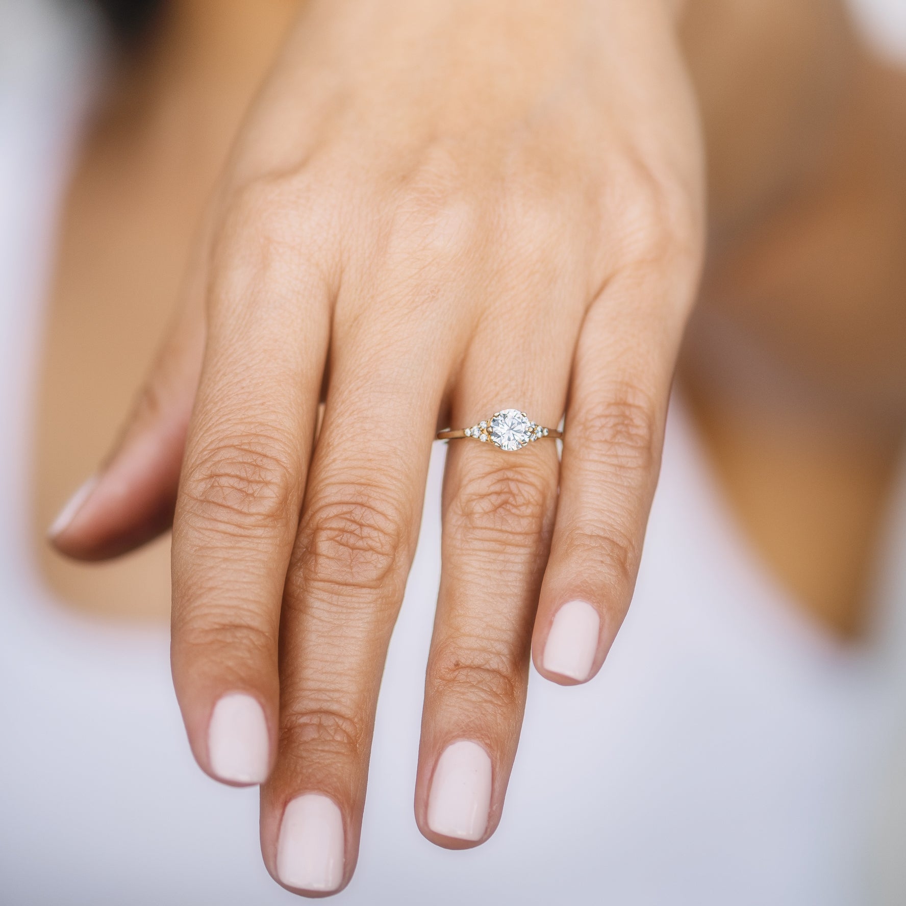 Round Diamond and Tiny Pavé Side Stones Engagement Ring Setting-Engagement Ring-Ashley Schenkein Jewelry Design