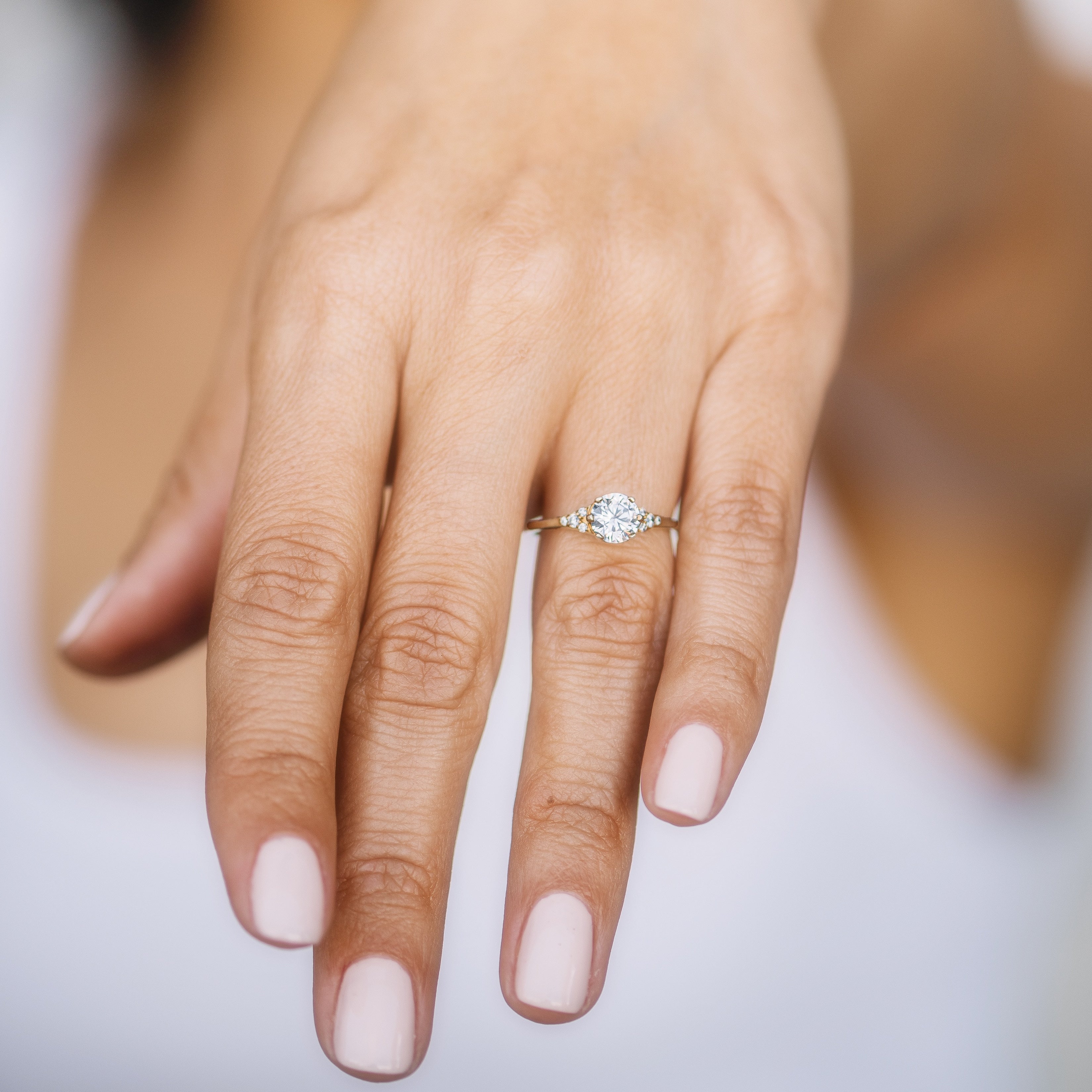 Round Diamond and Tiny Pavé Side Stones Engagement Ring Setting-Engagement Ring-Ashley Schenkein Jewelry Design