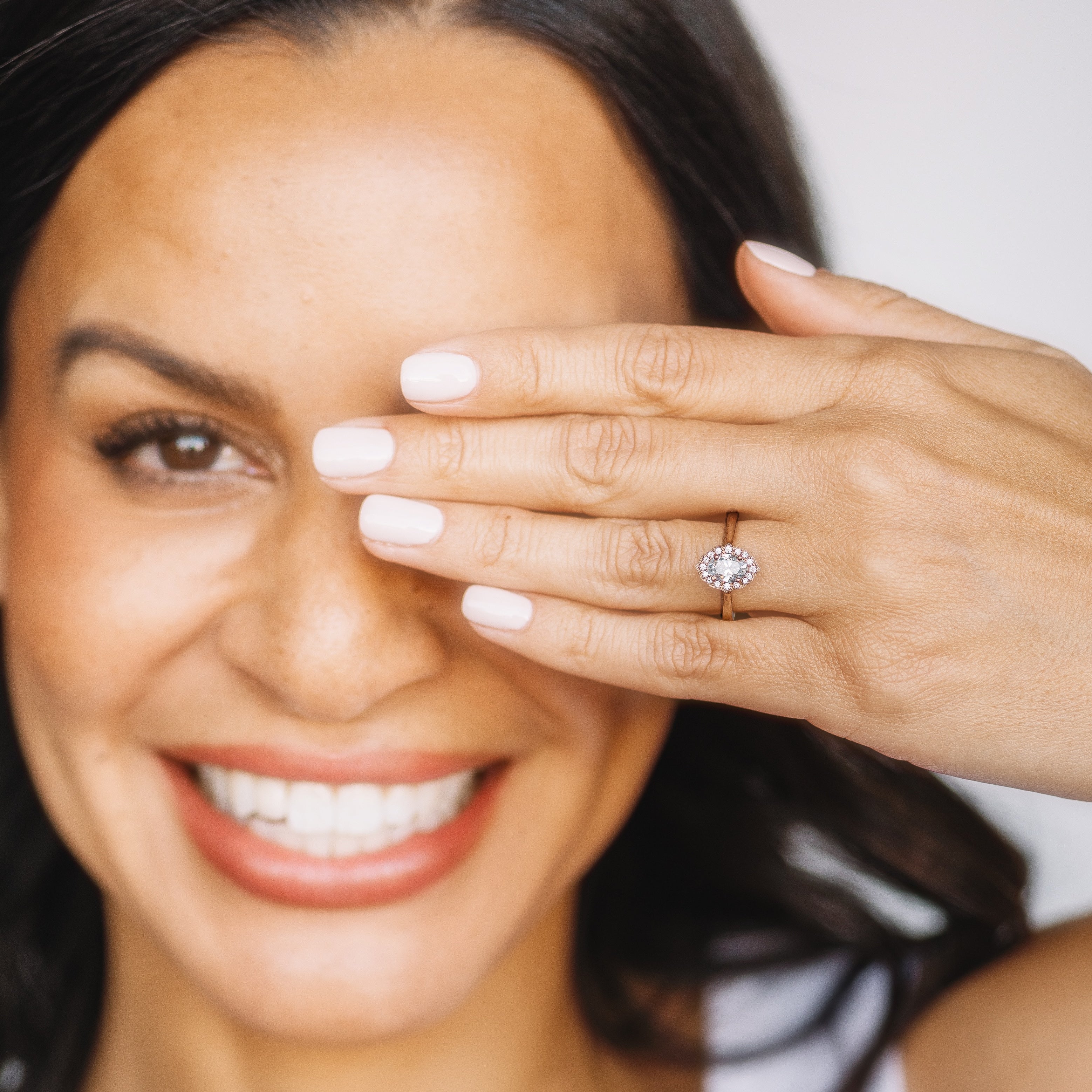 Oval Diamond and Scalloped Halo Engagement Ring Setting-Engagement Ring-Ashley Schenkein Jewelry Design