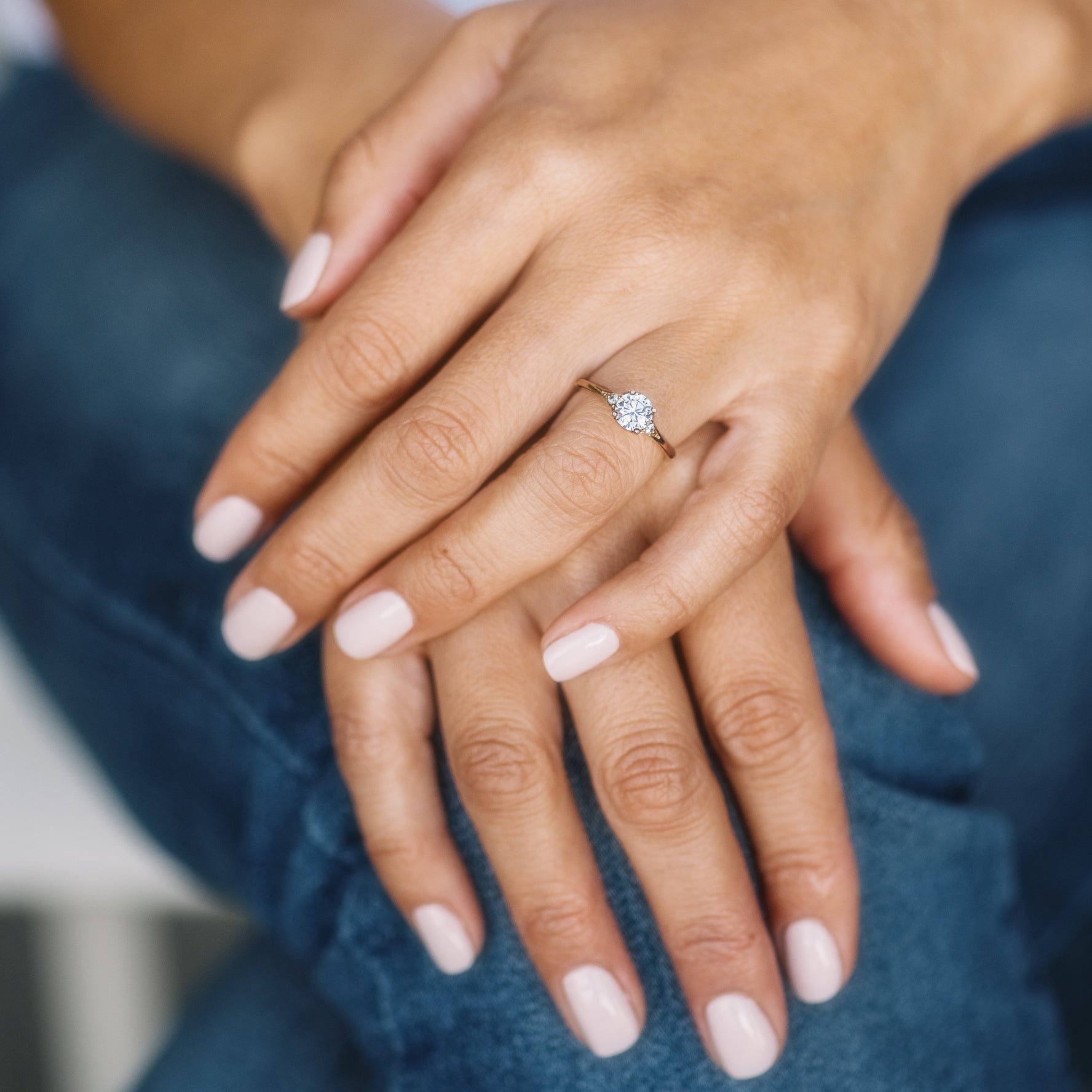 Round Diamond and Single Side Pavé Set Diamond Engagement Ring Setting-Engagement Ring-Ashley Schenkein Jewelry Design