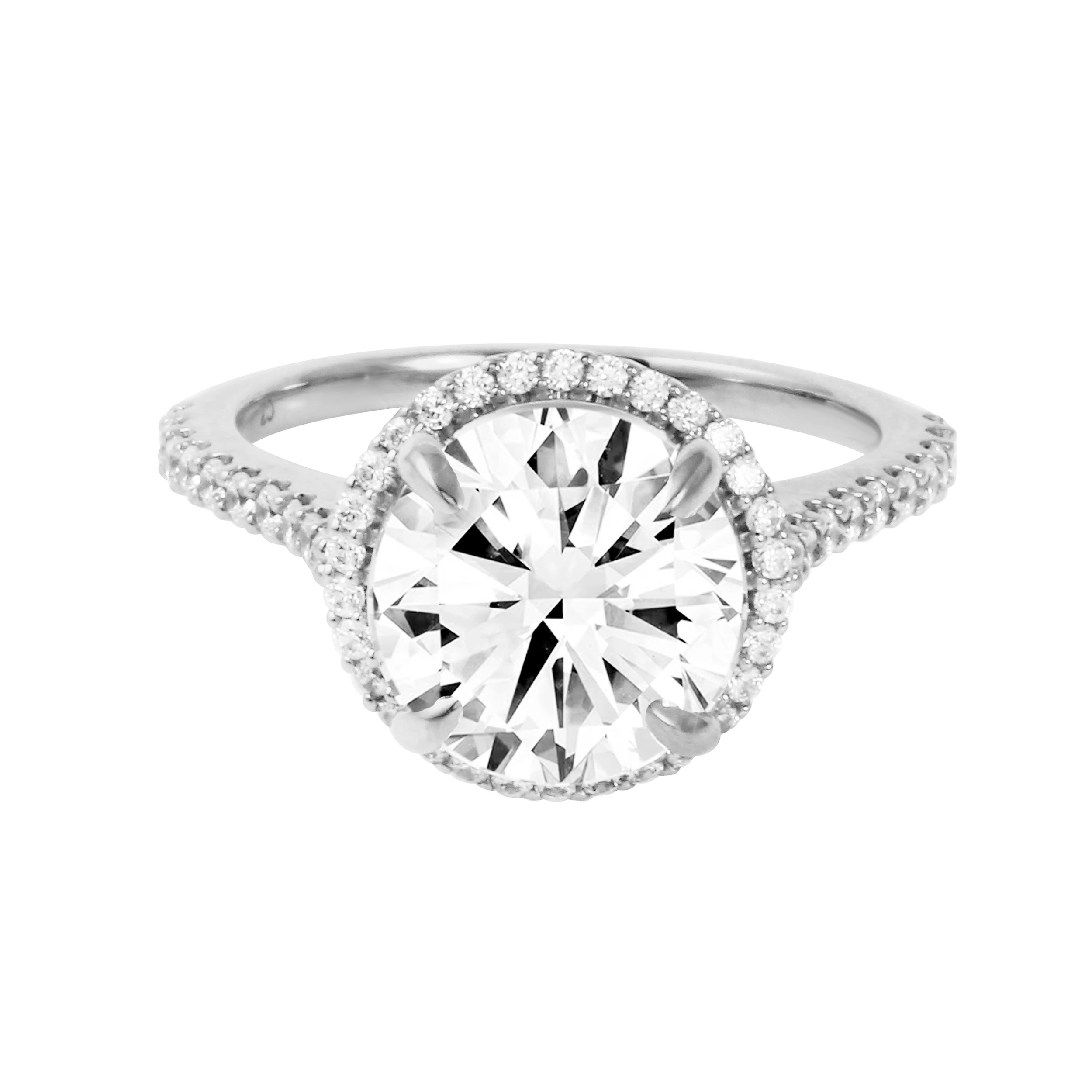 Round Brilliant Diamond Halo Engagement Ring Setting-Engagement Ring-Ashley Schenkein Jewelry Design