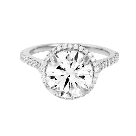 Round Brilliant Diamond Halo Engagement Ring Setting-Engagement Ring-Ashley Schenkein Jewelry Design