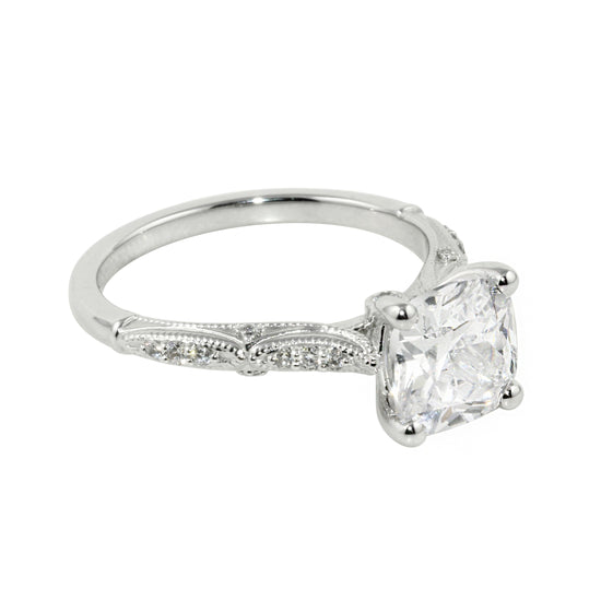 Vintage-Inspired Cushion Cut Diamond Engagement Ring Setting-Engagement Ring-Ashley Schenkein Jewelry Design