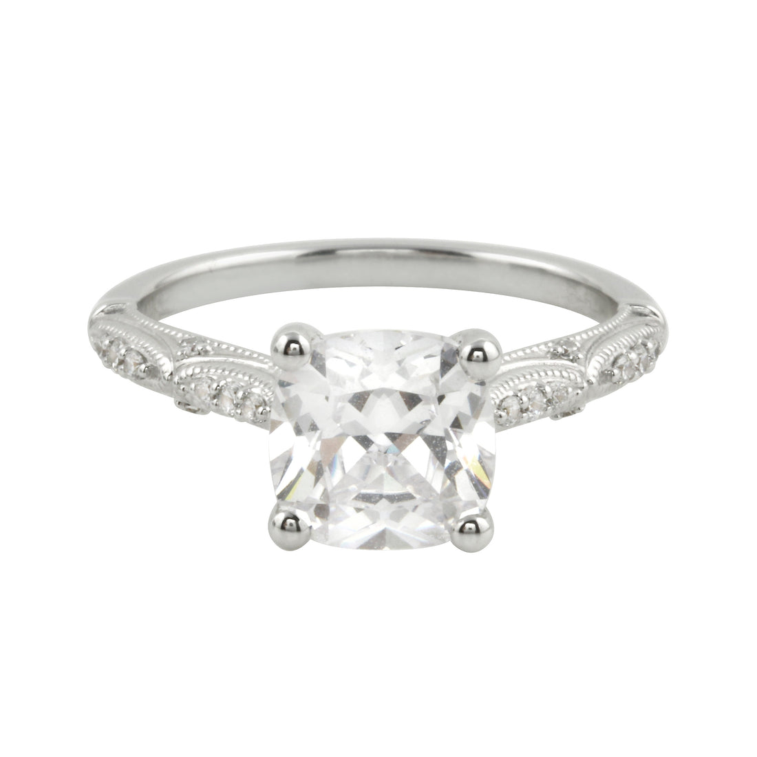 Vintage-Inspired Cushion Cut Diamond Engagement Ring Setting-Engagement Ring-Ashley Schenkein Jewelry Design