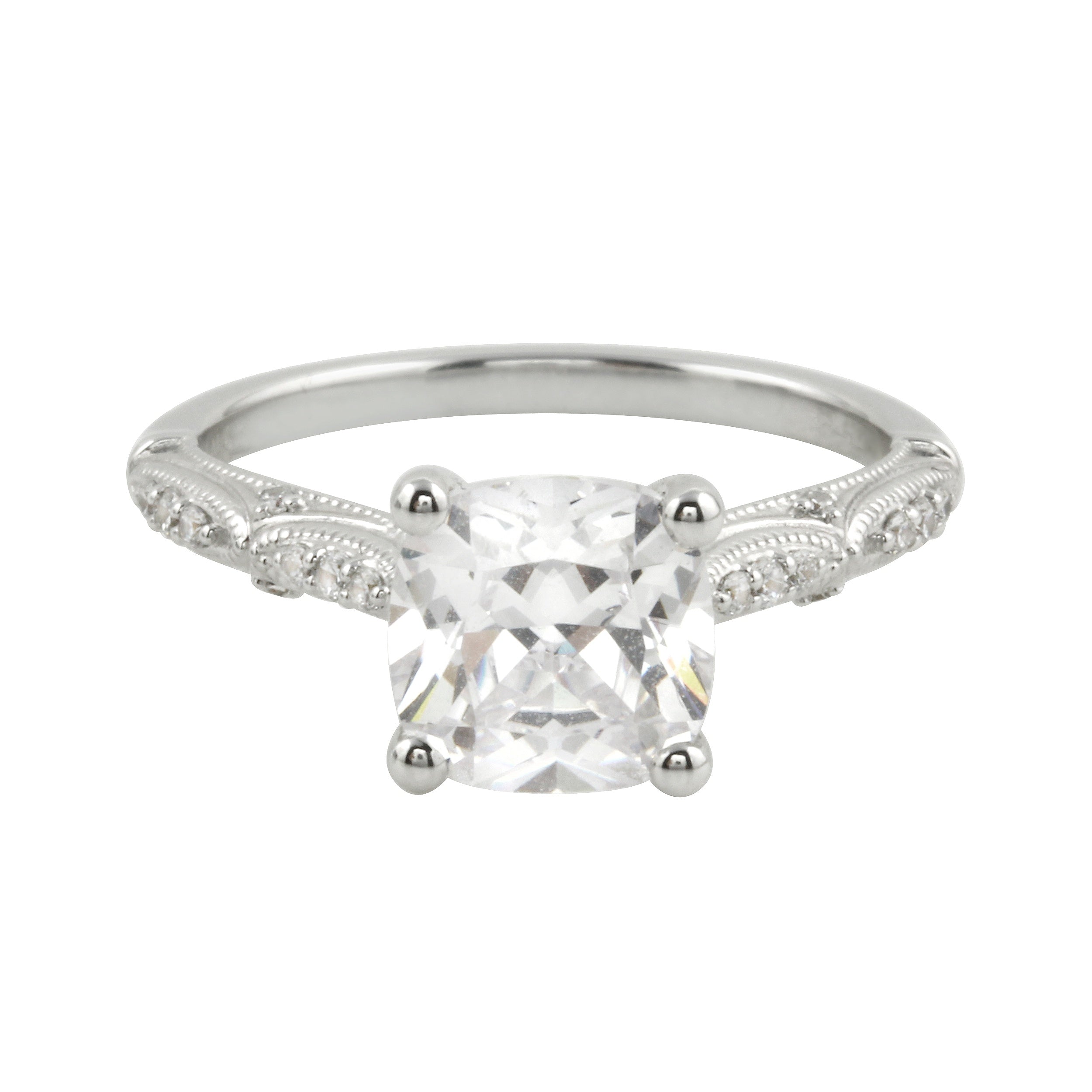 Vintage-Inspired Cushion Cut Diamond Engagement Ring Setting-Engagement Ring-Ashley Schenkein Jewelry Design