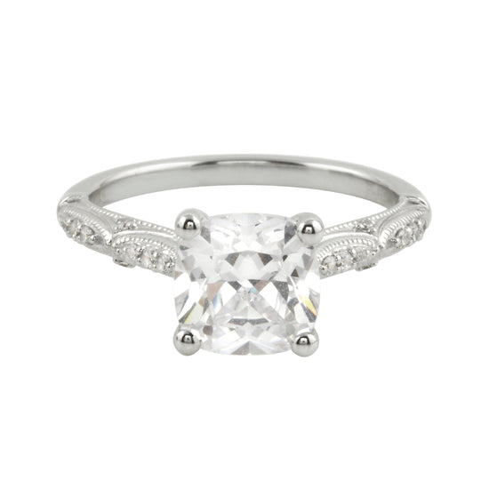 Vintage-Inspired Cushion Cut Diamond Engagement Ring Setting-Engagement Ring-Ashley Schenkein Jewelry Design