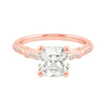 Vintage-Inspired Cushion Cut Diamond Engagement Ring-Engagement Ring-Ashley Schenkein Jewelry Design