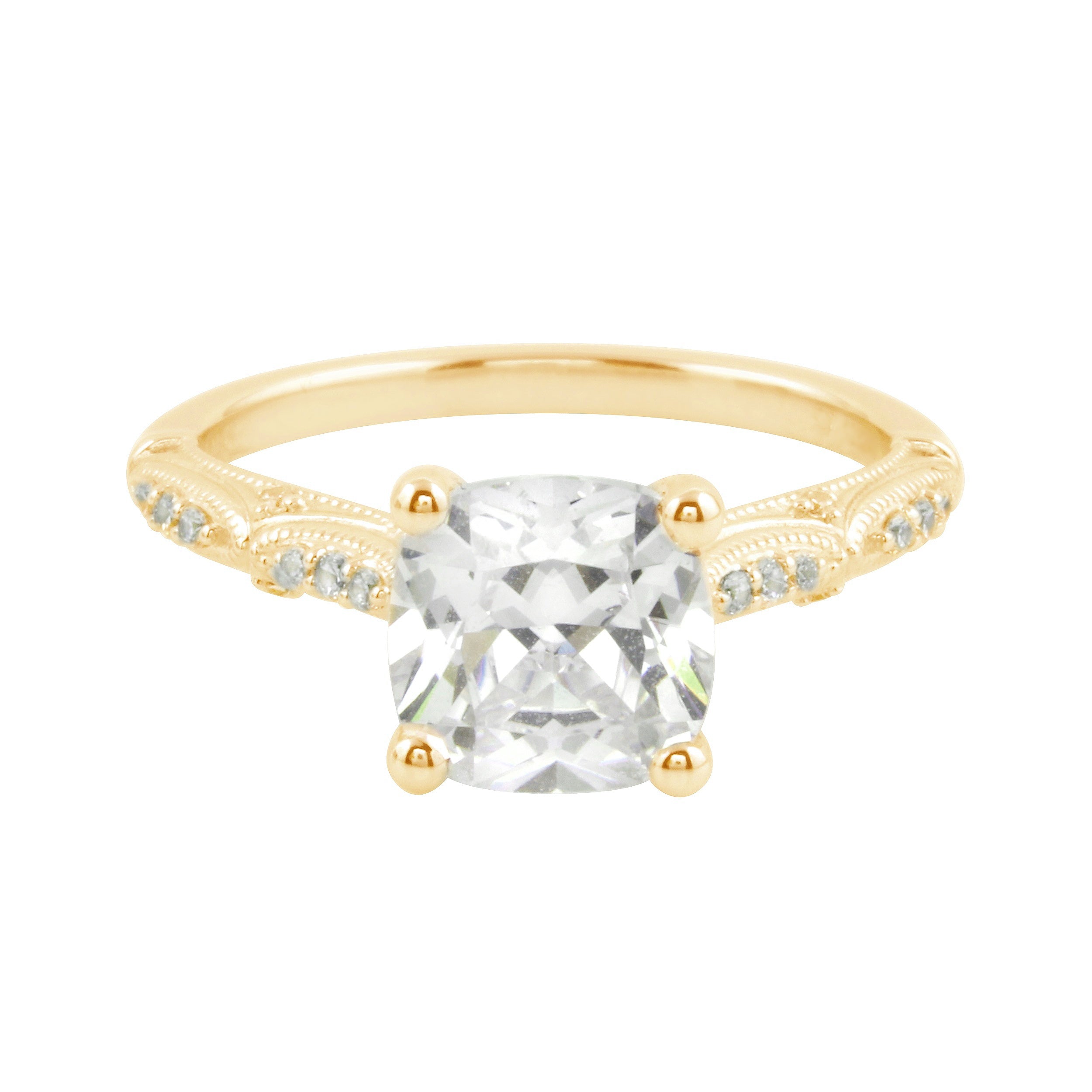 Vintage-Inspired Cushion Cut Diamond Engagement Ring Setting-Engagement Ring-Ashley Schenkein Jewelry Design