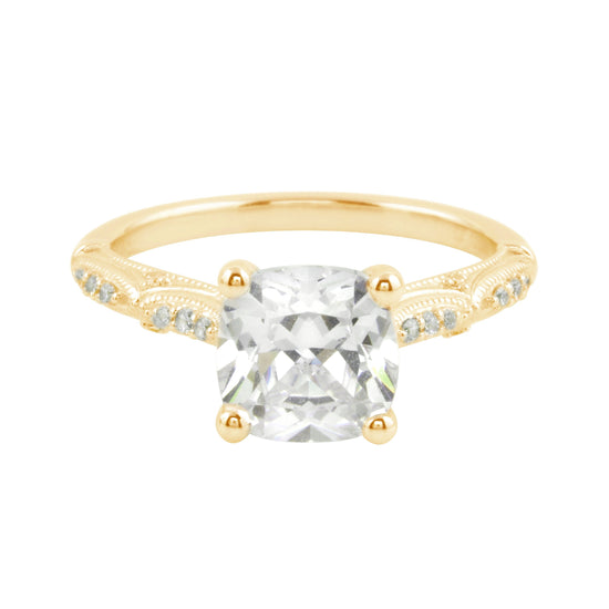 Vintage-Inspired Cushion Cut Diamond Engagement Ring Setting-Engagement Ring-Ashley Schenkein Jewelry Design
