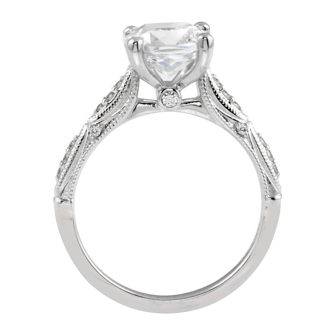Vintage-Inspired Cushion Cut Diamond Engagement Ring Setting-Engagement Ring-Ashley Schenkein Jewelry Design