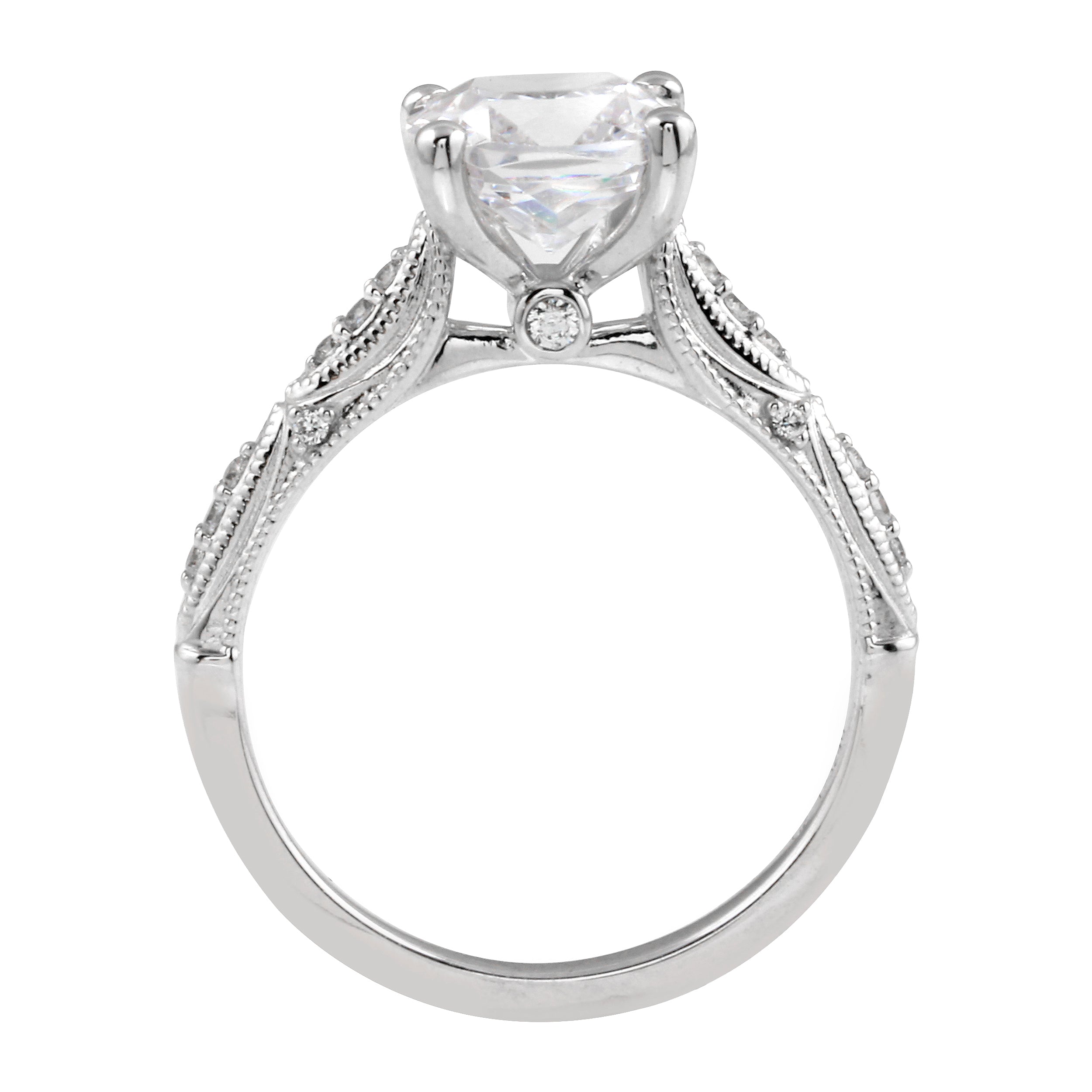 Vintage-Inspired Cushion Cut Diamond Engagement Ring Setting-Engagement Ring-Ashley Schenkein Jewelry Design