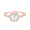 Asscher Cut Diamond Pavé Twisted Band Engagement Ring-Engagement Ring-Ashley Schenkein Jewelry Design