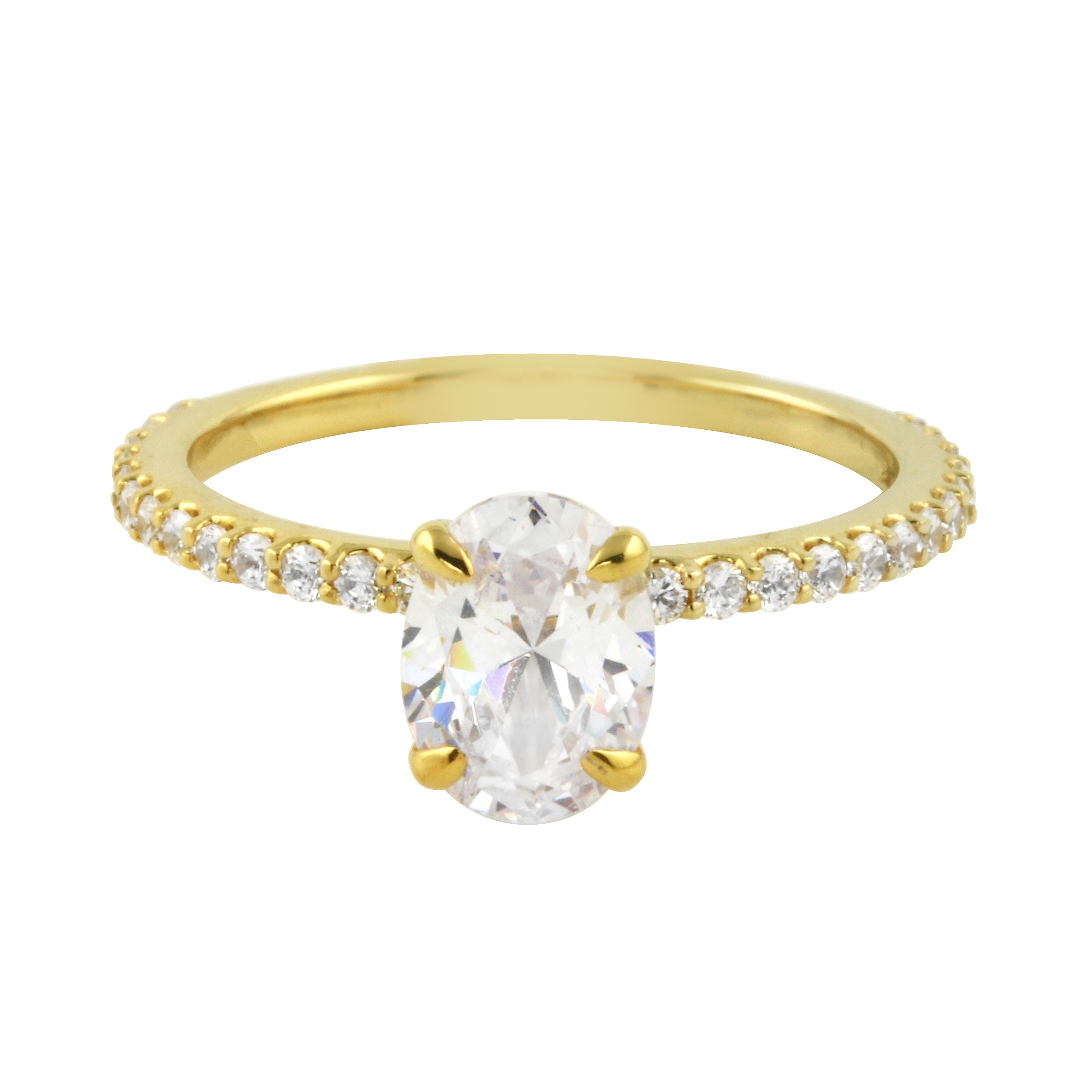 Oval Cut Diamond Solitaire and Pavé Band Engagement Ring Setting-Engagement Ring-Ashley Schenkein Jewelry Design