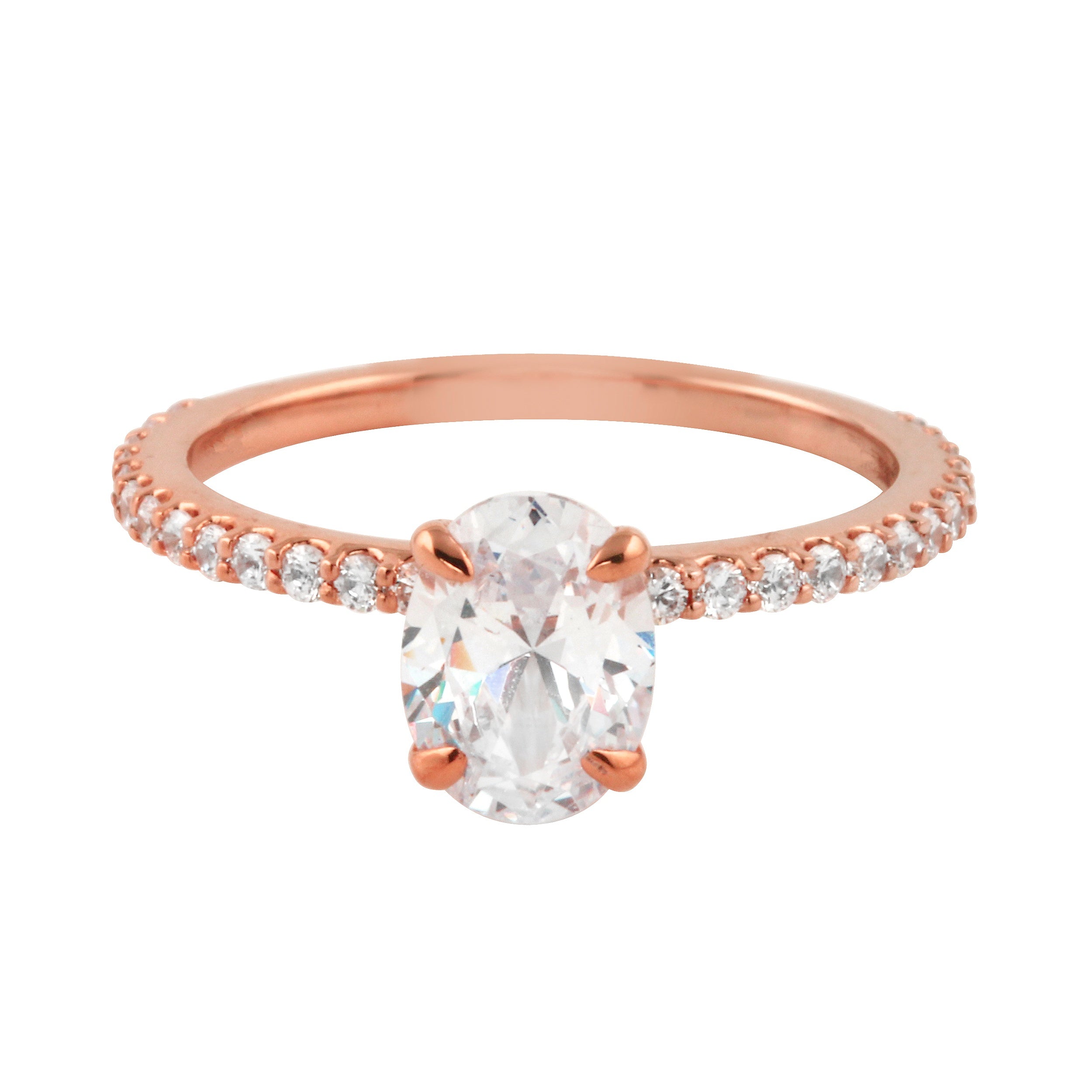 Oval Cut Diamond Solitaire and Pavé Band Engagement Ring Setting-Engagement Ring-Ashley Schenkein Jewelry Design