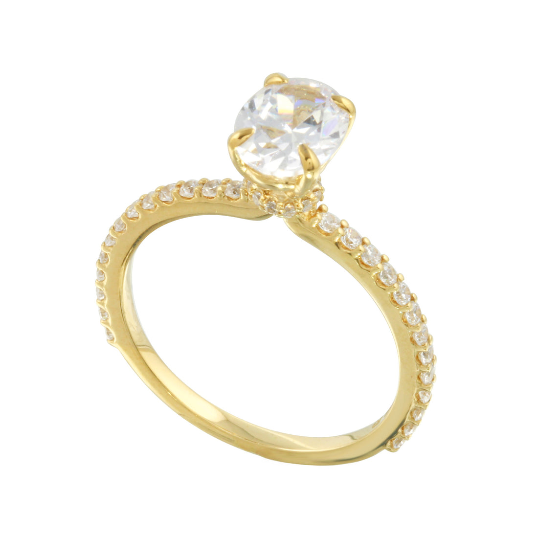 Oval Cut Diamond Solitaire and Pavé Band Engagement Ring Setting-Engagement Ring-Ashley Schenkein Jewelry Design