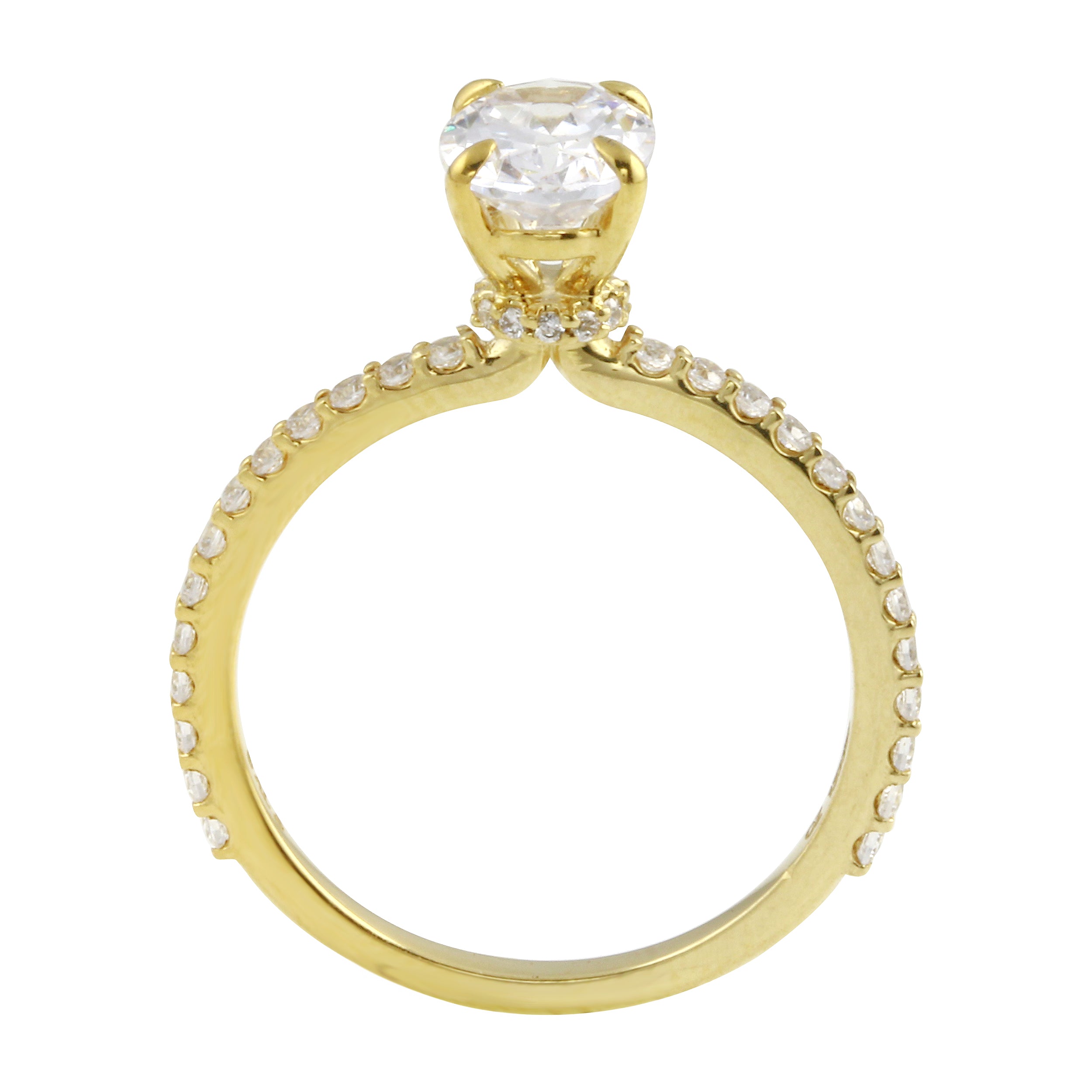 Oval Cut Diamond Solitaire and Pavé Band Engagement Ring Setting-Engagement Ring-Ashley Schenkein Jewelry Design