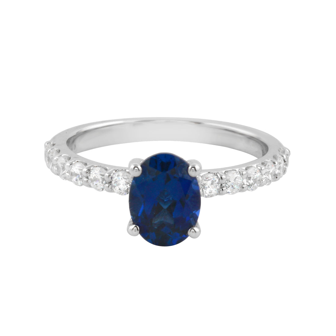 Oval Solitaire Sapphire and Diamond Pavé Band Engagement Ring Setting-Engagement Ring-Ashley Schenkein Jewelry Design