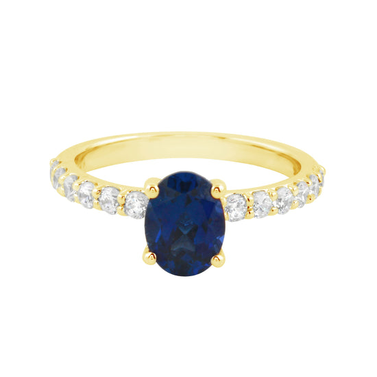 Oval Solitaire Sapphire and Diamond Pavé Band Engagement Ring Setting-Engagement Ring-Ashley Schenkein Jewelry Design