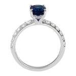 Oval Solitaire Sapphire and Diamond Pavé Band Engagement Ring-Engagement Ring-Ashley Schenkein Jewelry Design