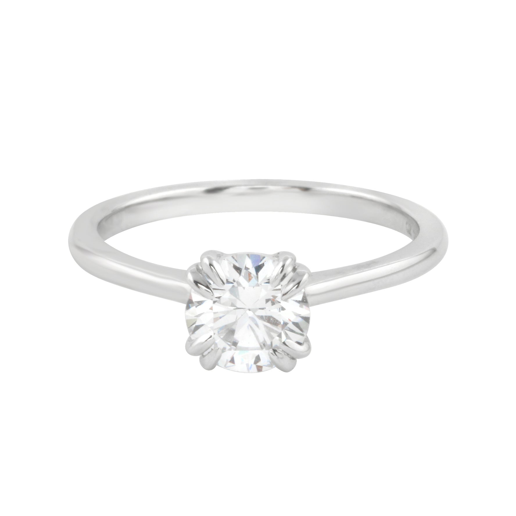 Round Diamond Solitaire Double Claw Prong Engagement Ring Setting-Engagement Ring-Ashley Schenkein Jewelry Design
