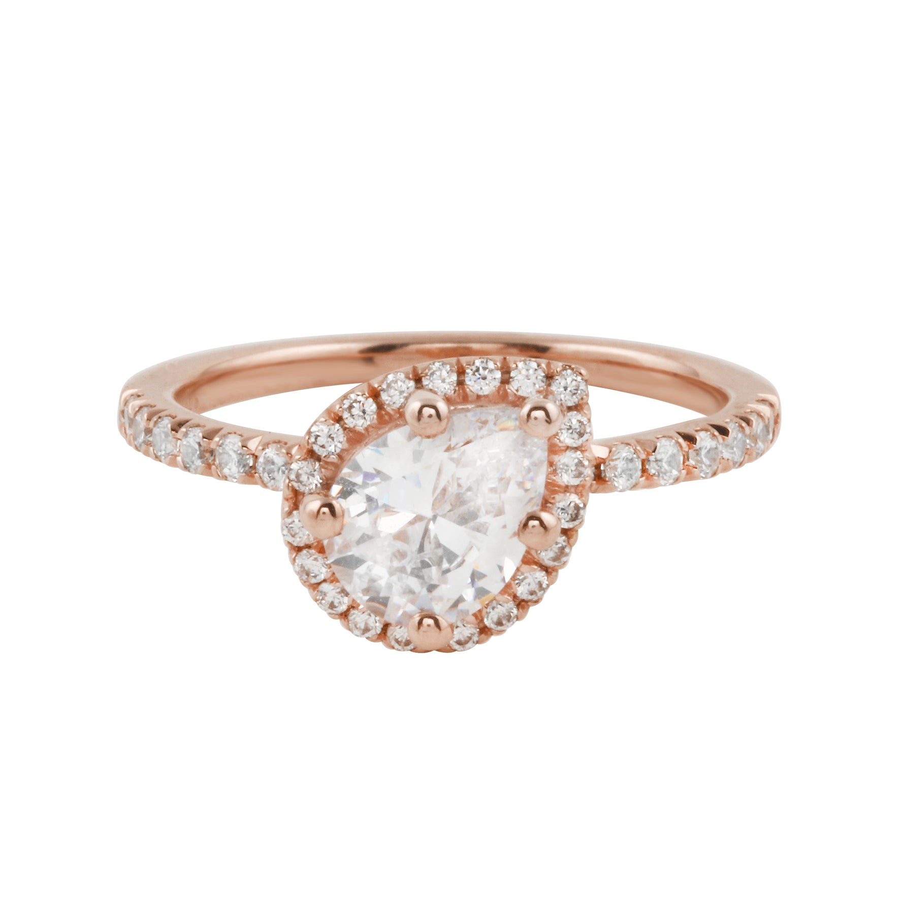 Asymmetrical Pear Cut Diamond Halo Engagement Ring Setting-Engagement Ring-Ashley Schenkein Jewelry Design