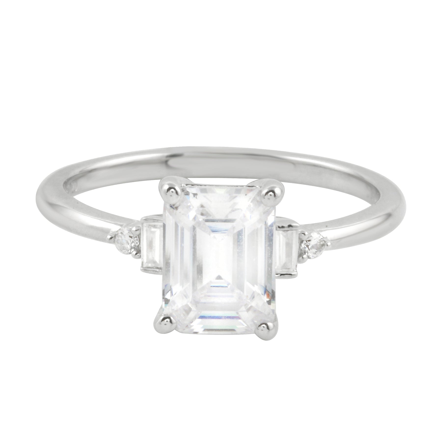 Emerald Cut and Baguette Diamond Engagement Ring Setting-Engagement Ring-Ashley Schenkein Jewelry Design