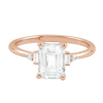 The Emerald Cut and Baguette Diamond Engagement Ring-Engagement Ring-Ashley Schenkein Jewelry Design