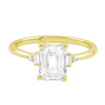 The Emerald Cut and Baguette Diamond Engagement Ring-Engagement Ring-Ashley Schenkein Jewelry Design
