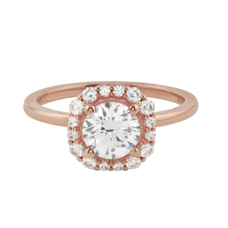 Octagon Halo Round Diamond Engagement Ring-Engagement Ring-Ashley Schenkein Jewelry Design