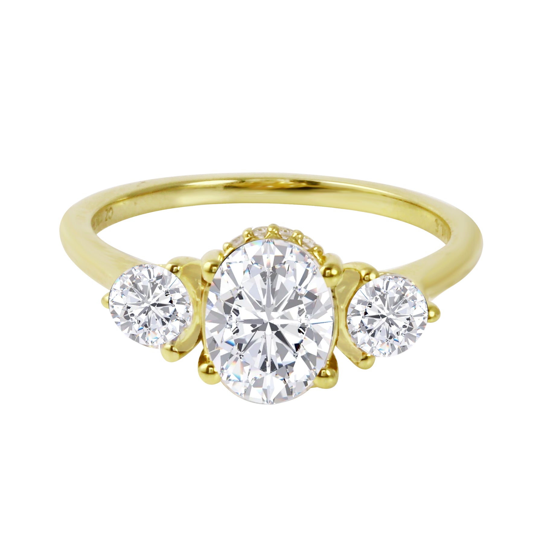 Trio Oval and Round Diamond Engagement Ring Setting-Engagement Ring-Ashley Schenkein Jewelry Design