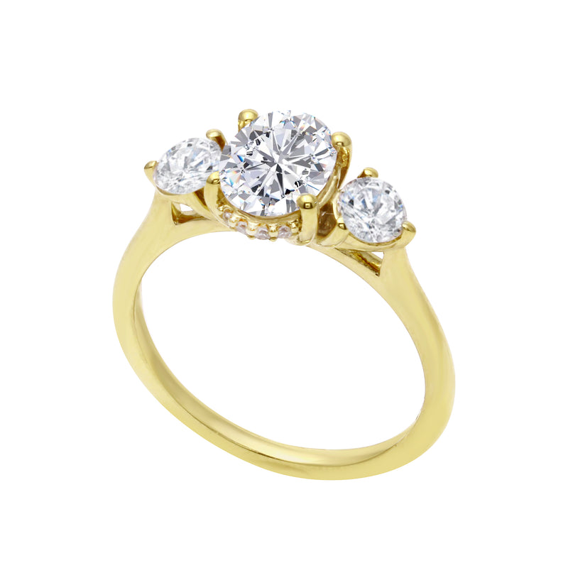 Trio Oval and Round Diamond Engagement Ring-Engagement Ring-Ashley Schenkein Jewelry Design