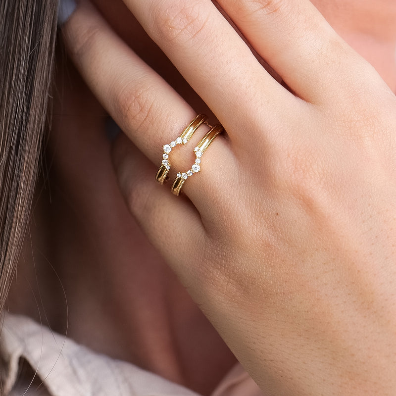 Diamond and Milgrain Guard Ring-Ring Guard-Ashley Schenkein Jewelry Design